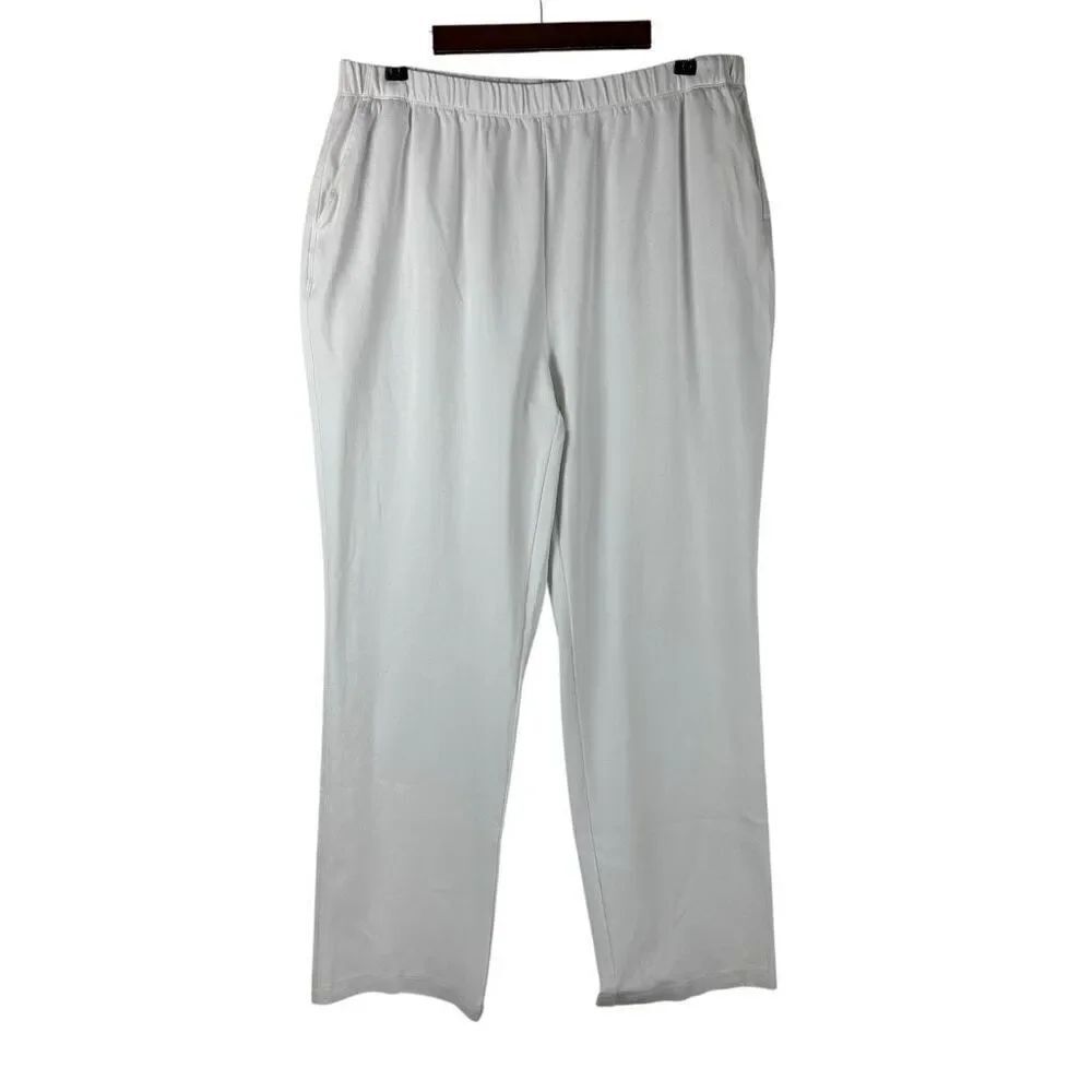 Lands End Sport Knit Straight Pant size Large Tall White